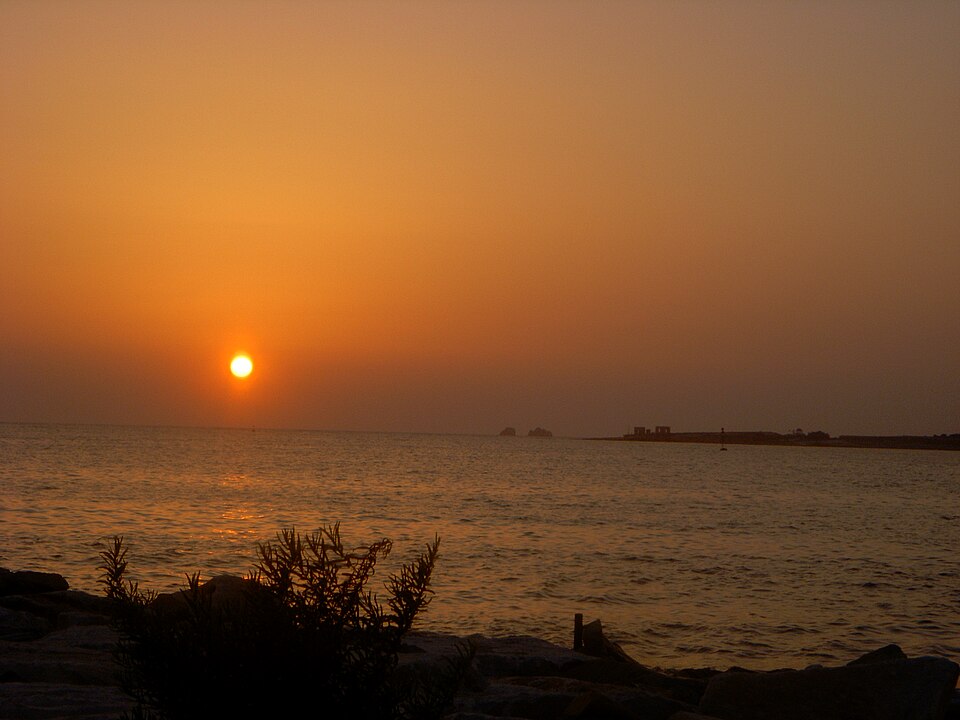 Sunset across the bay at Parikia on Paros